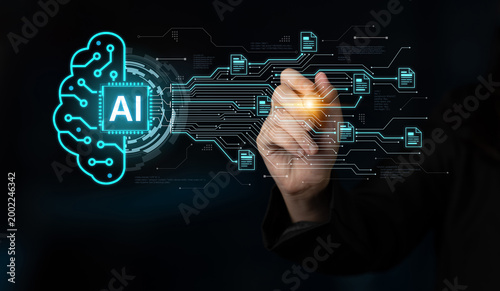 Artificial intelligence using AI neural processing and circuit to transform AI data into actionable output by smart automated AI reasoning science. Future of cognitive tech deep learning NPU. Corpus