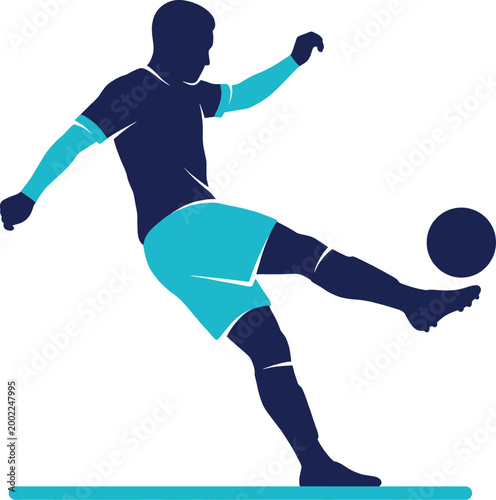 Vector illustration of a soccer player kicking a ball