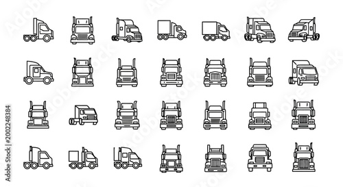 Collection of various truck icons.