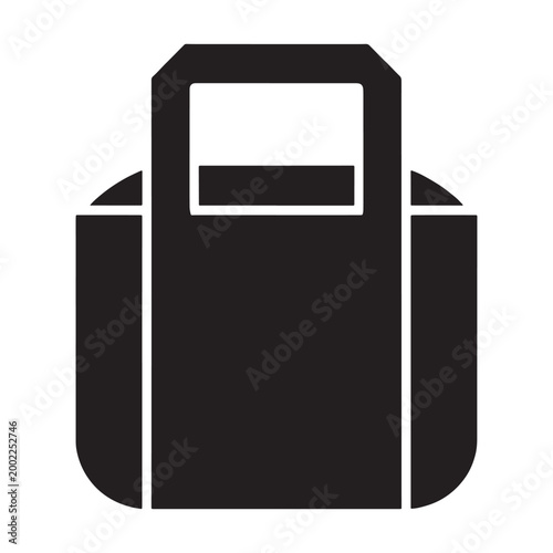Modern black shopping bag icon with flat top handle e commerce online shopping white background cart e commerce purchase consumer customer pictogram illustration isolated