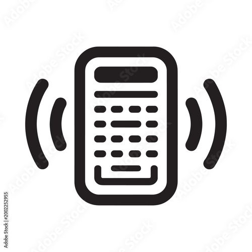 Vibrating mobile phone icon representing incoming call or message notification signal with smartphone vibration notification communication wireless technology connection electronic silhouette