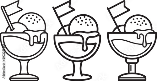 Ice cream sundaes with flags.