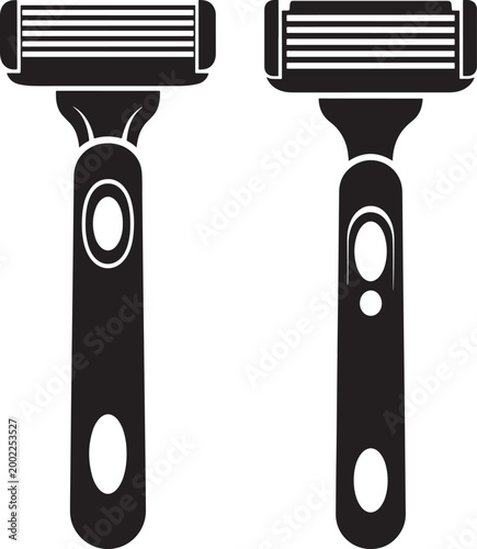 Two razors silhouette on white background.