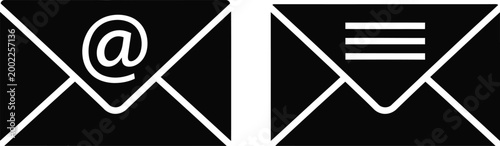 Email and hamburger menu icons black and white minimalist design