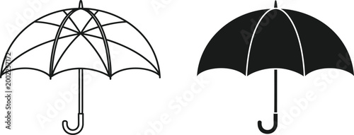 Two umbrellas a black and white illustration of rain protection