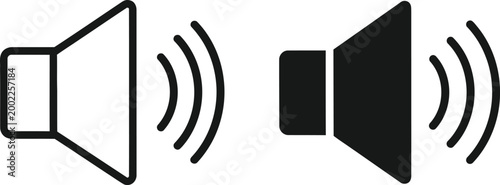 Volume control icons muted and unmuted speaker symbols in black and white