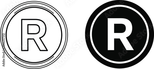 Trademark symbols registered trademark representations in black and white