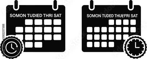 Calendar icons with clock symbols scheduling and time management representation