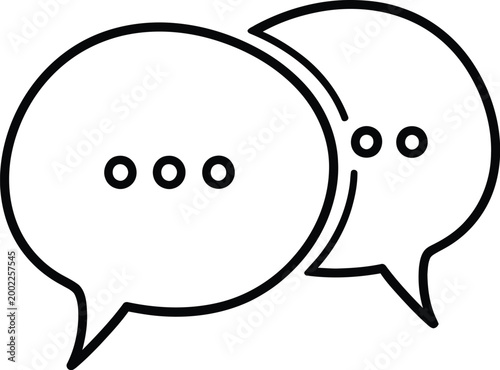 Two overlapping speech bubbles with ellipses representing conversation or dialogue