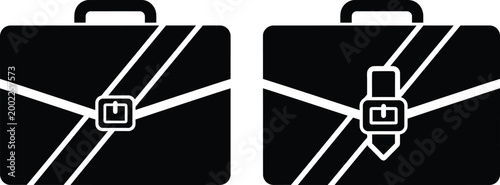 Black and white suitcase icons minimalist travel and luggage representation