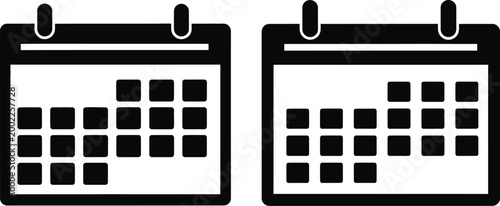Two black and white calendar icons representing scheduling and time management