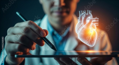 Futuristic Telemedicine Heart Hologram Digital Healthcare Innovation Concept