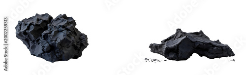 A close-up studio shot captures a piece of charcoal against a plain transparent background
