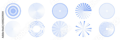 Blue circular echo pattern radiates outward with geometric concentric rings creating hypnotic soundwave effect and pulsing target design.