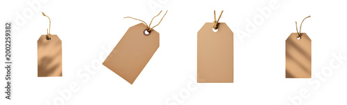 A singal Holiday gift tag kraft paper with string, isolated on transparent background