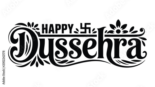 Keywords black and white festive greeting card with happy dussehra text and decorative