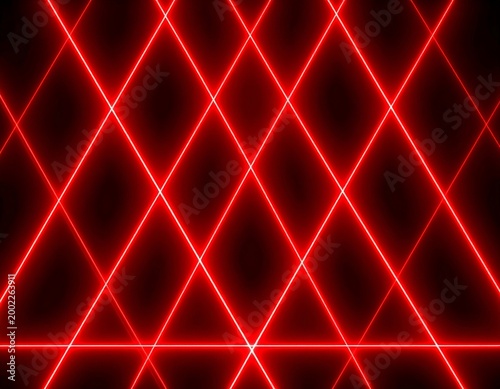 Red laser lines forming diamond pattern on black background