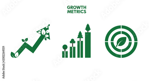 Eco Friendly Growth Metrics Icons For Sustainable Business Concepts