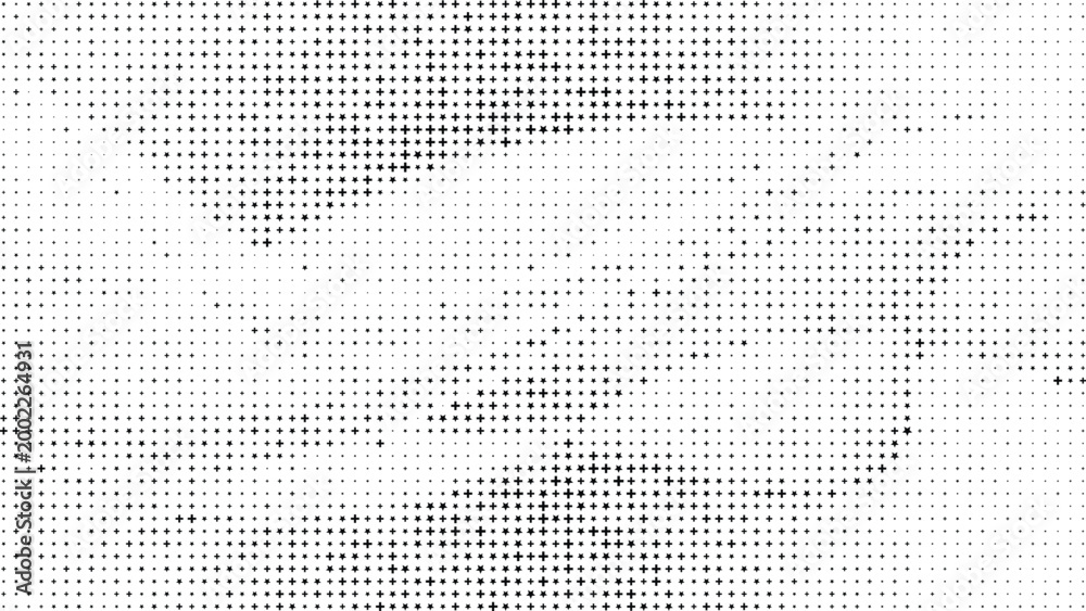 Fototapeta premium Black Plus Signs and Stars Pattern White Background, Black Star Cross Repeating Abstract Clean Background