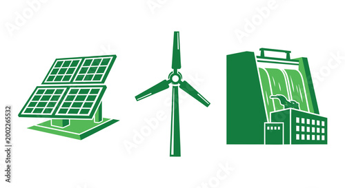 Eco Friendly Energy Sources Icons For Sustainable Living Concepts