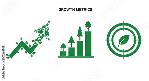 Eco Friendly Growth Metrics Icons For Sustainable Business Concepts