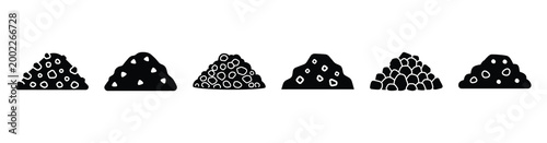Set of minimal black shape  gravel pile silhouette icon. construction icons in black isolated vector illustration collection
