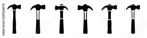 Set of minimal black shape  hammer  simple silhouette icon. construction icons in black isolated vector illustration collection