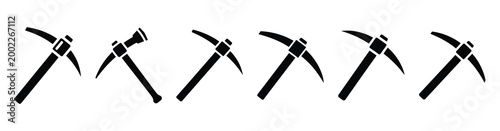 Konstfotografi Set of minimal black shape  pickaxe  simple silhouette icon