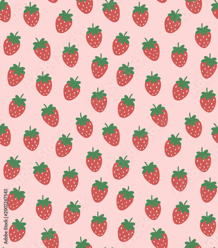 Summer strawberries  vector seamless pattern with 