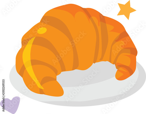 croissant bread flat style pastel