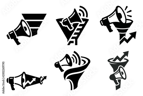 Creative campaign megaphone icon set