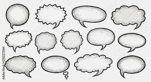 Speech Bubbles, Comic Chat Icons, Vector Dialogue Boxes, Blank Text Speech Bubbles isolated on White Background Editable EPS