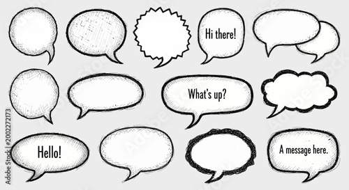 Speech Bubbles, Chat Icons, Vector Dialogue Bubbles, Communication Symbols isolated on White Background Editable EPS
