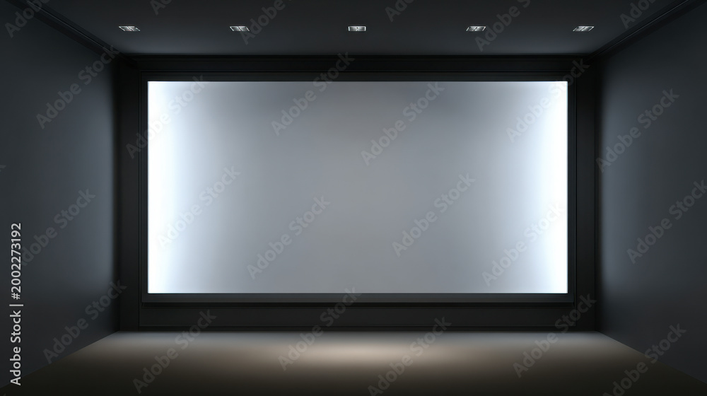 Fototapeta premium Empty movie cinema theater room with blank screen