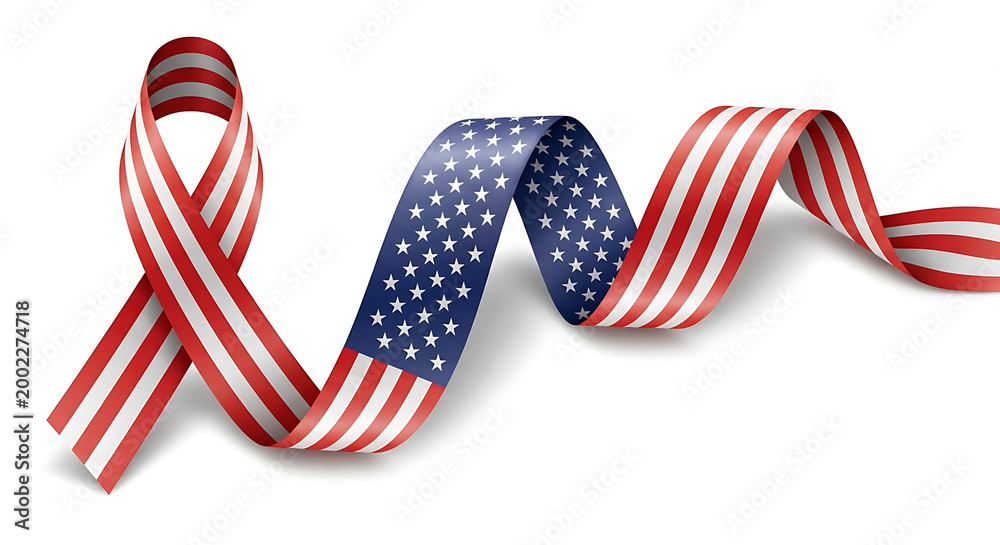 Obraz premium Patriotic american ribbon a woven display of stars and stripes