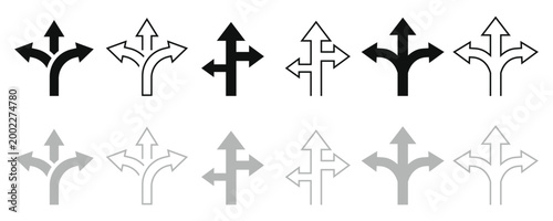 Set of black and grey directional arrow for navigation and isolated on transparent background