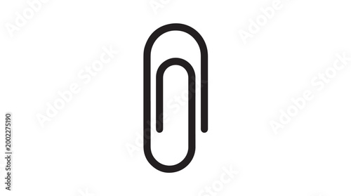 Paperclip icon, black office supply, metal clip, vector illustration