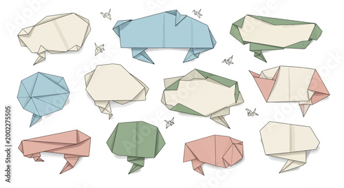Origami animal icons, colorful paper folding designs, cute creatures, vector illustrations isolated on White Background Editable EPS