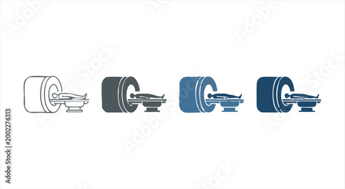 Mri scanner machine with patient lying down medical imaging technology diagnostic machine.