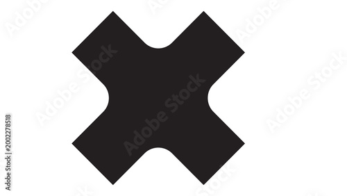 Tableau sur toile Black x shape with curved inner corners graphic resources abstract geometric iso