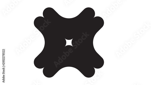 Foto Black abstract shape with four lobes and a small starburst in the center negativ