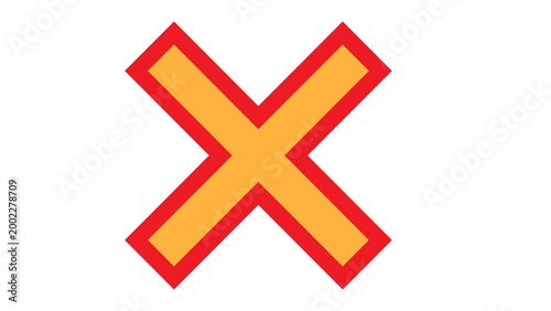 Fényképezés Orange x mark with bold red outline symbol isolated on white background two colo