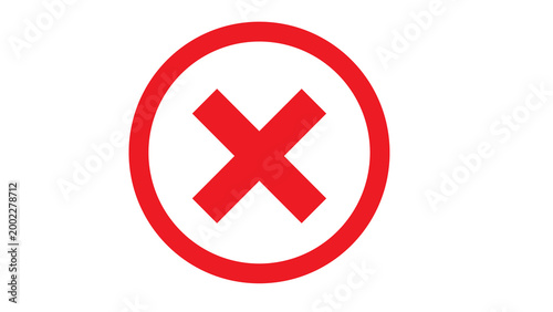 Φωτογραφία Red x mark inside red circle icon symbol for prohibition or restriction isolated
