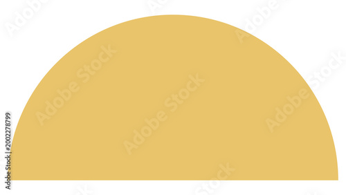 Fotografie Yellow semi-circle shape isolated on a clean white background an abstract geomet