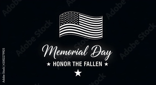 Memorial day greeting card with american flag