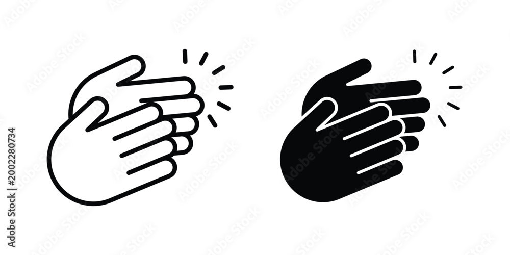 Fototapeta premium Clap icon line and flat vector collection for ui, ux designs