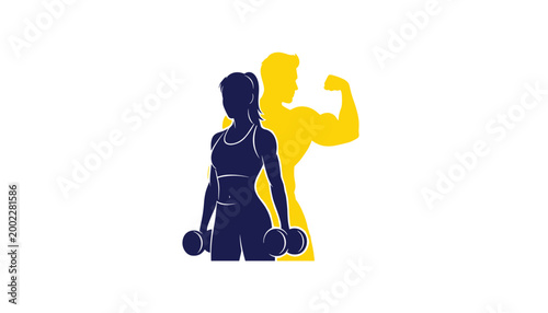 Woman running on treadmill silhouette vector illustration
