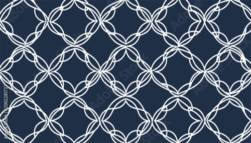 Geometric white intersecting diamond pattern vector illustration navy background