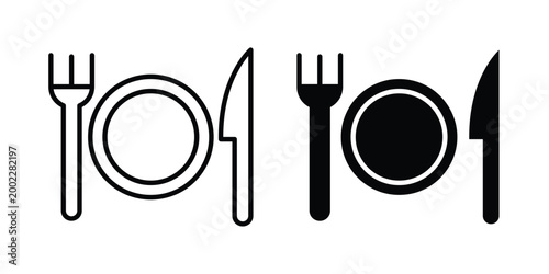 Fotografía Eating icon line and flat vector collection for ui, ux designs