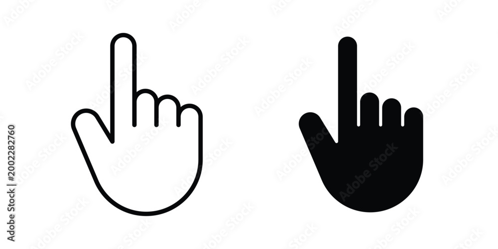 Obraz premium Finger icon line and flat vector collection for ui, ux designs